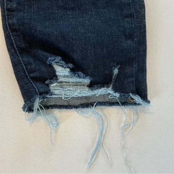 Frame Le Garcon Crop Chewed Hem Jeans Women’s 28 Dark Blue Wash Distress Stretch - Picture 8 of 16